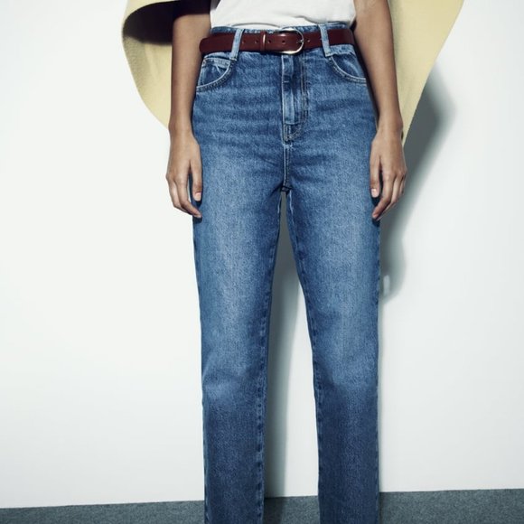 Zara High Rise Z1975 Straight Leg Jeans - Size 8 - Picture 1 of 4